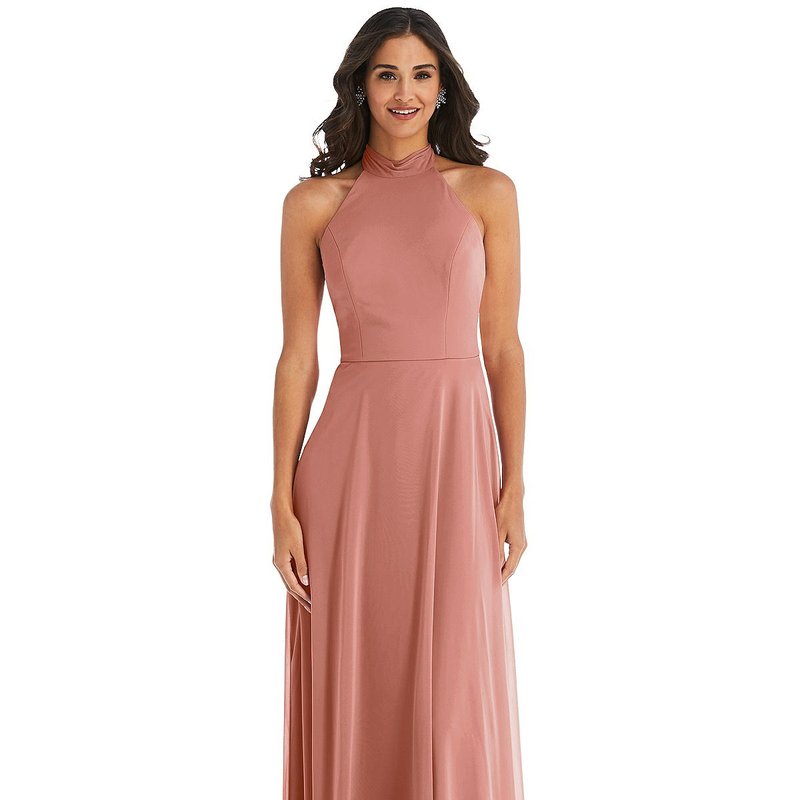 Shop After Six High Neck Halter Backless Maxi Dress In Pink
