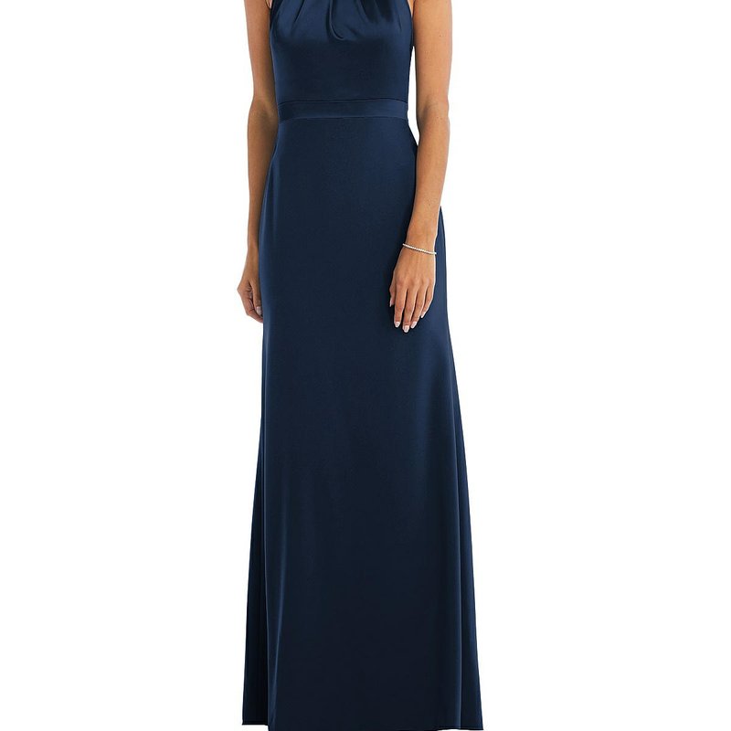AFTER SIX HIGH-NECK OPEN-BACK MAXI DRESS WITH SCARF TIE