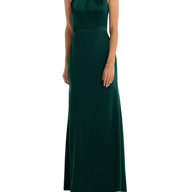 Shop After Six High-neck Open-back Maxi Dress With Scarf Tie In Green