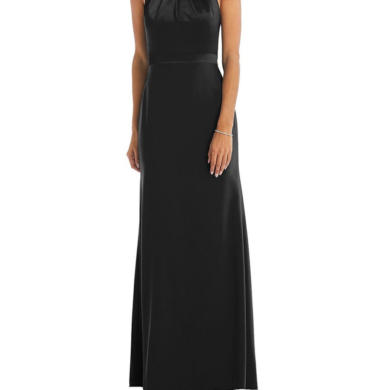 Shop After Six High-neck Open-back Maxi Dress With Scarf Tie In Black
