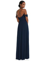 Off-The-Shoulder Basque Neck Maxi Dress With Flounce Sleeves - 1560