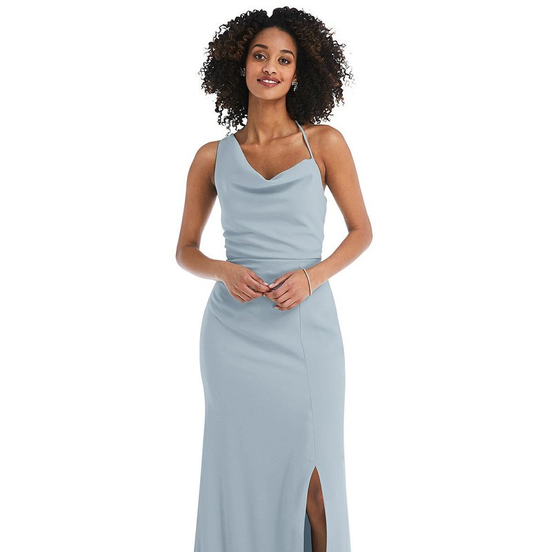 Shop After Six One-shoulder Draped Cowl-neck Maxi Dress In Blue
