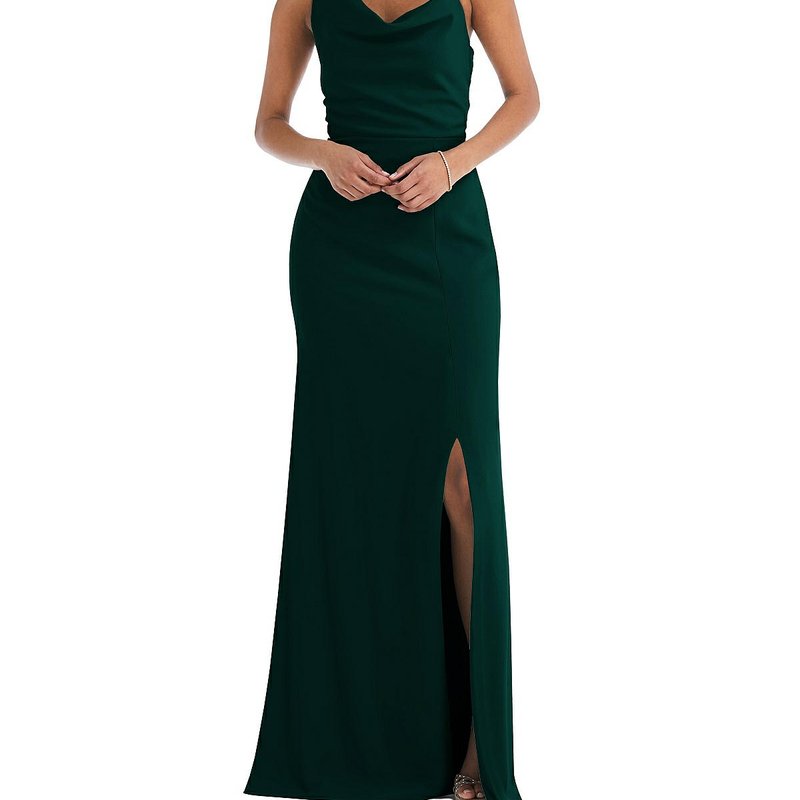 Shop After Six One-shoulder Draped Cowl-neck Maxi Dress In Green