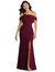 One-Shoulder Draped Cuff Maxi Dress With Front Slit - 6847 - Cabernet