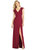 Ruffled Sleeve Mermaid Dress with Front Slit - 6810 - Burgundy