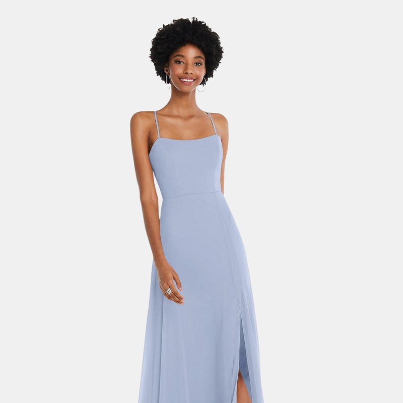 After Six Scoop Neck Convertible Tie-strap Maxi Dress With Front Slit In Sky Blue