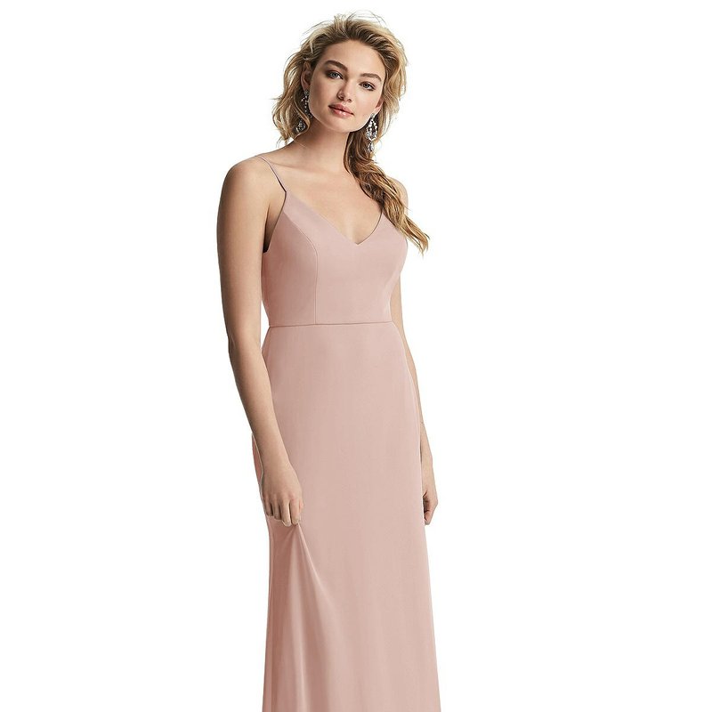After Six Shirred Sash Cowl-back Chiffon Trumpet Gown In Pink