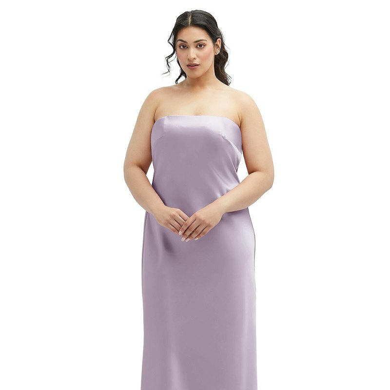 Shop After Six Strapless Midi Bias Column Dress With Peek-a-boo Corset Back In Purple
