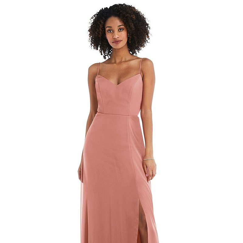 After Six Tie-back Cutout Maxi Dress With Front Slit In Pink