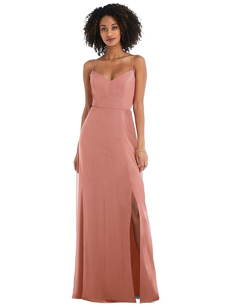Tie-Back Cutout Maxi Dress With Front Slit - 1548 - Desert Rose