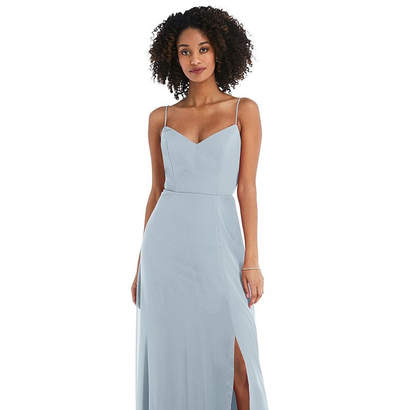Shop After Six Tie-back Cutout Maxi Dress With Front Slit In Blue