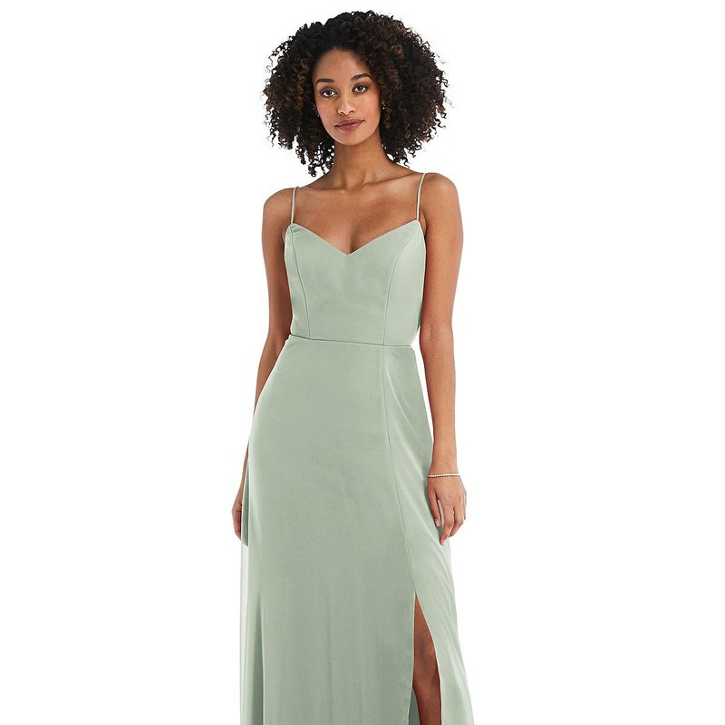 Shop After Six Tie-back Cutout Maxi Dress With Front Slit In Green