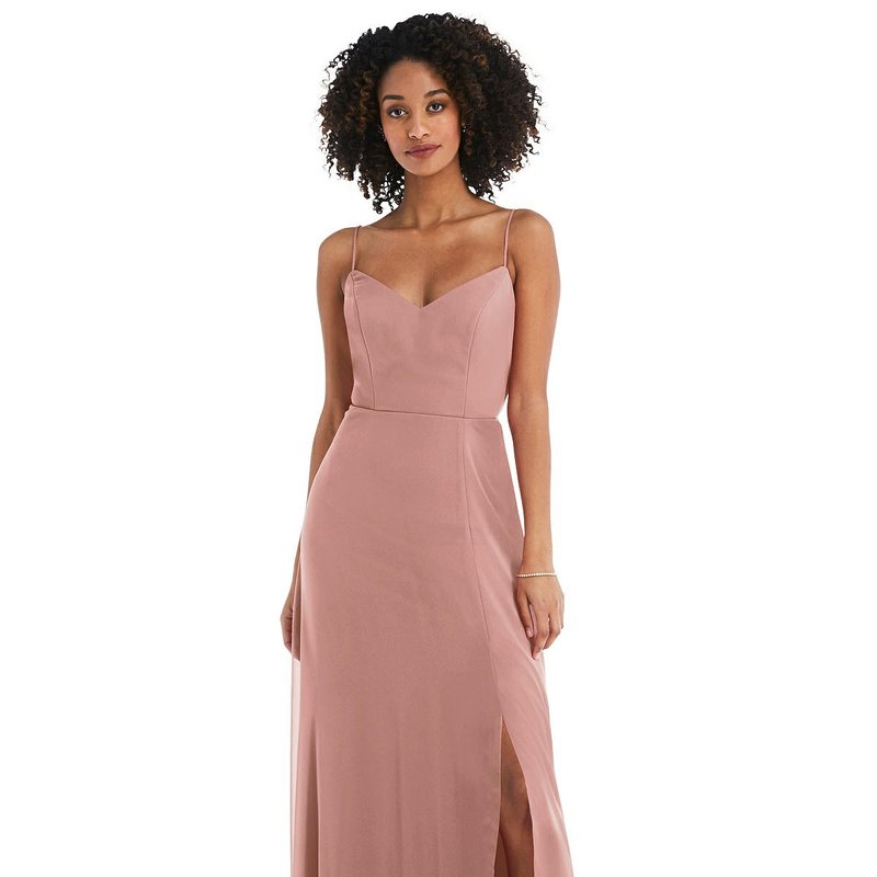 After Six Tie-back Cutout Maxi Dress With Front Slit In Desert Rose