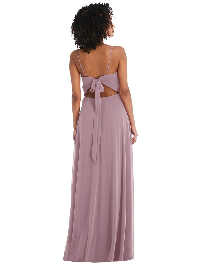 Tie-Back Cutout Maxi Dress With Front Slit