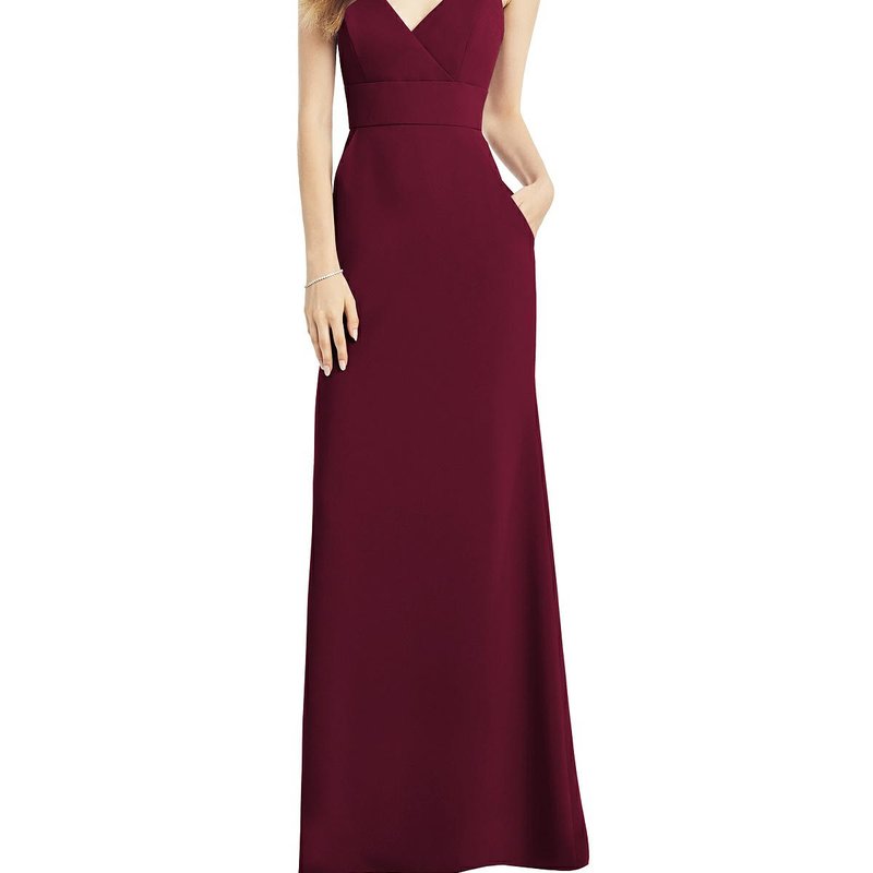 After Six V-back Spaghetti Strap Maxi Dress With Pockets In Cabernet