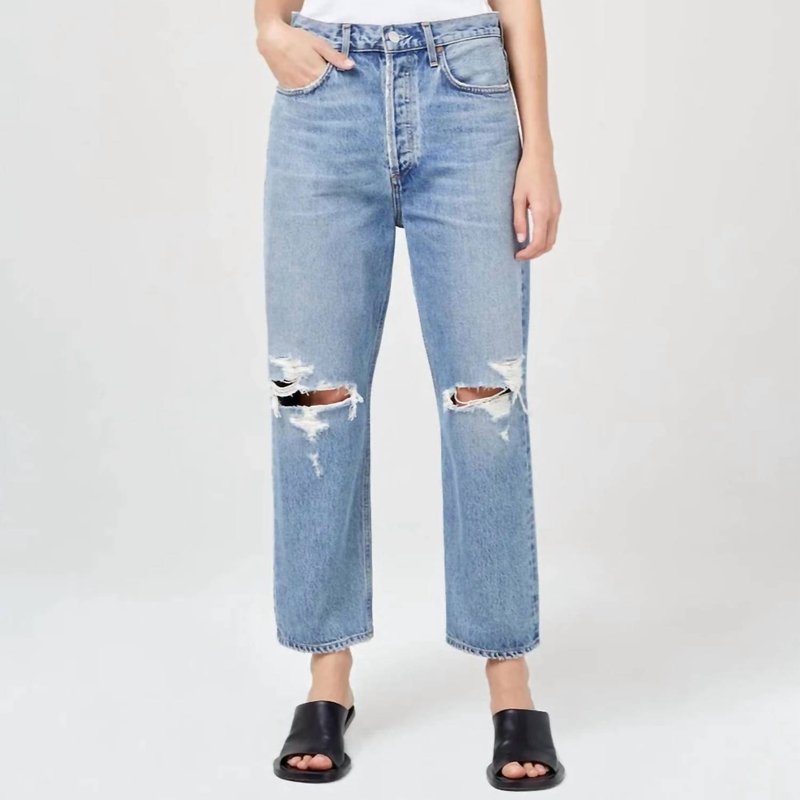Shop Agolde 90's Crop Mid Rise Loose Fit Jean In Blue
