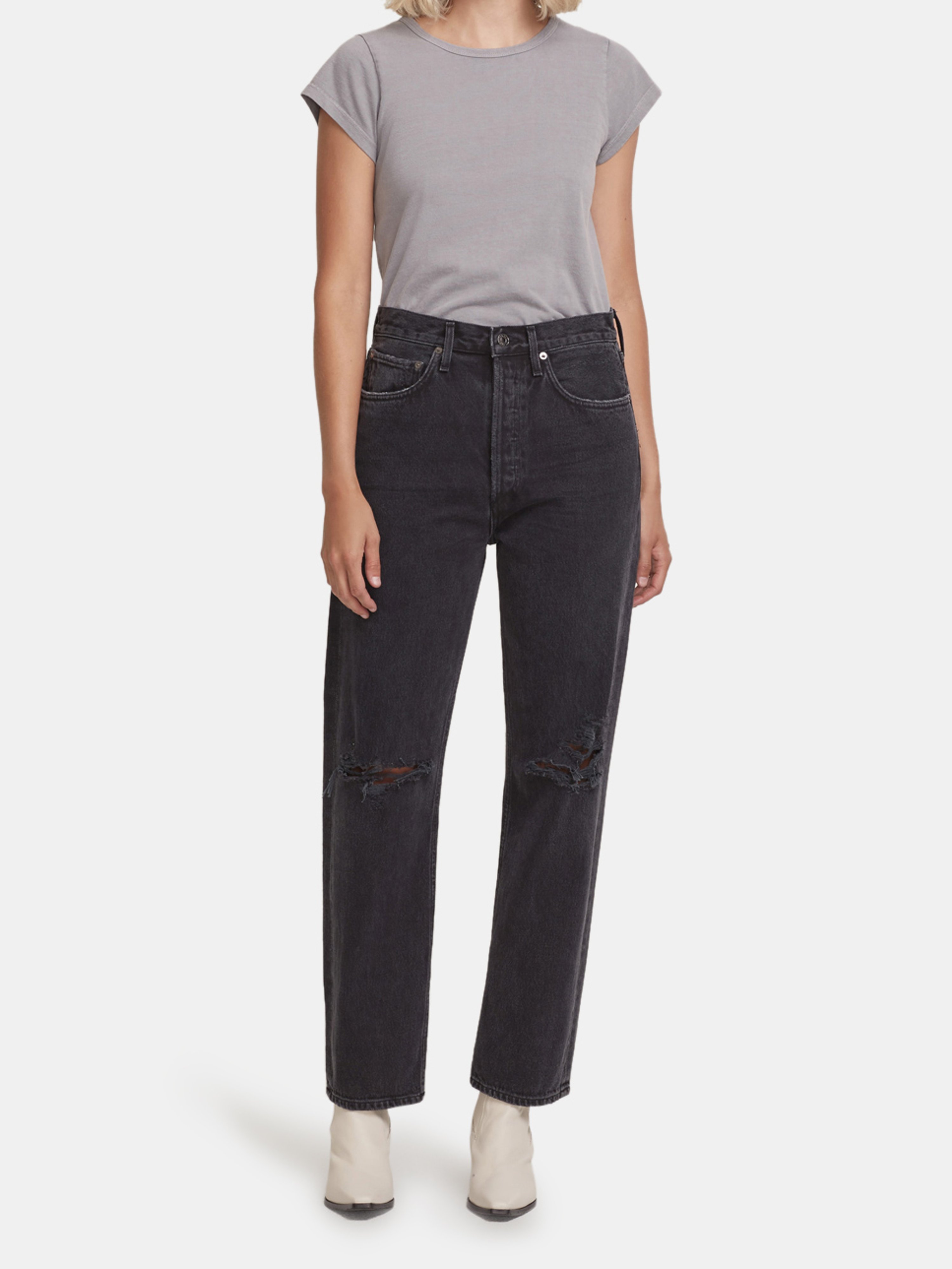 Agolde 90's Mid Rise Full Length Loose Fit Jeans In Smokestack