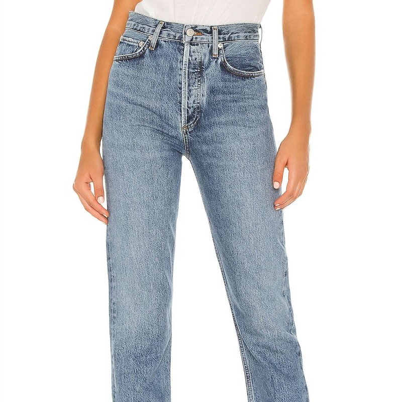 Shop Agolde 90's Pinch Waist High Rise Straight Jeans In Blue