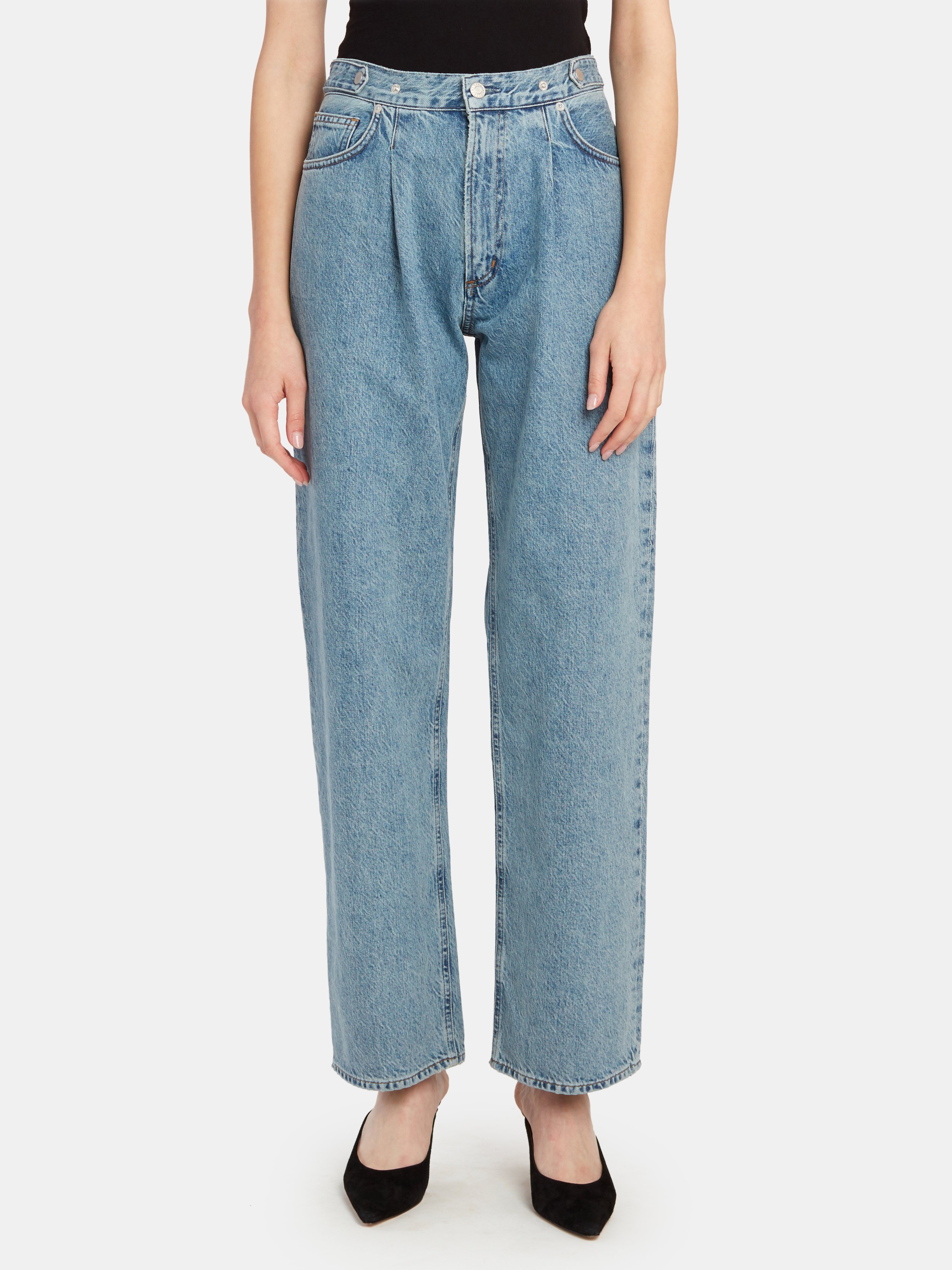 Agolde Baggy Tab High Rise Full Length Straight Jeans In Sweetener