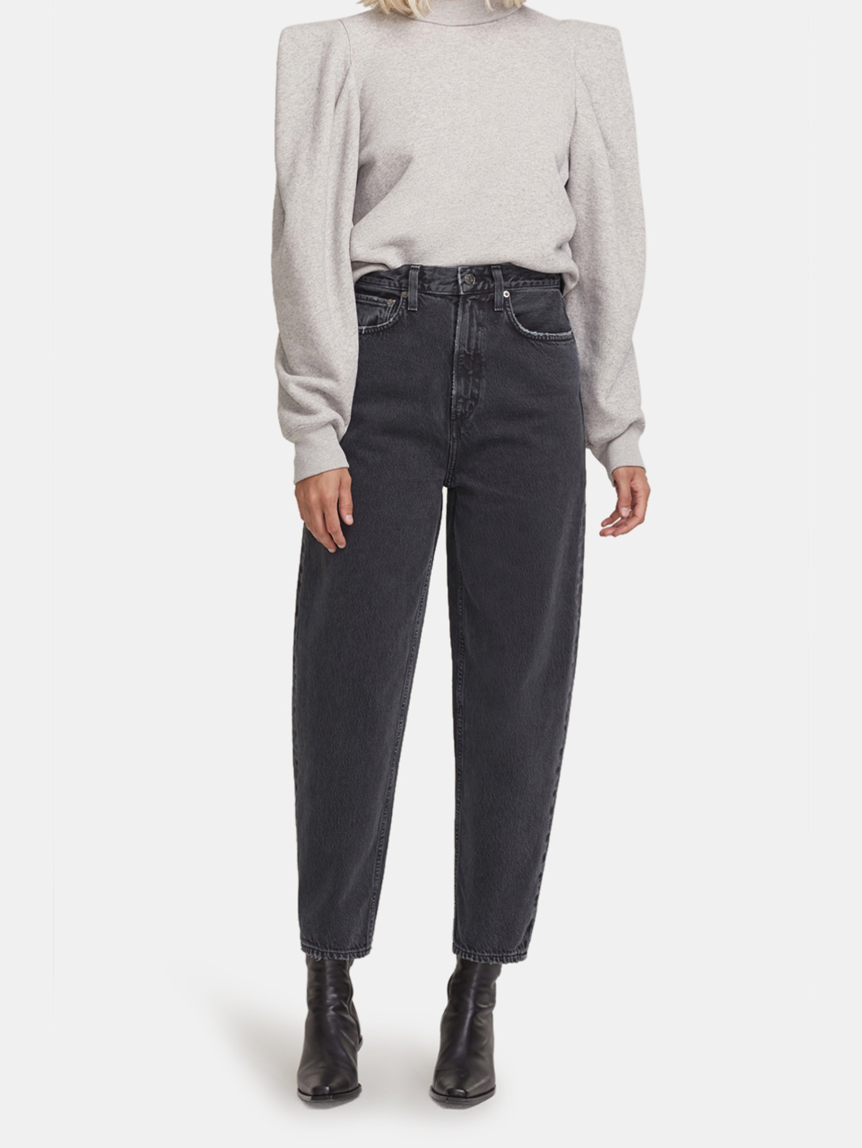 Agolde Balloon Ultra-high Rise Ankle Cut Relaxed Jeans In Black Tea