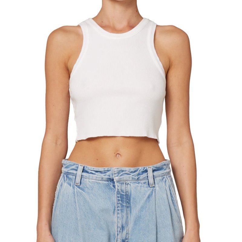 Shop Agolde Cropped Bailey Tank In White