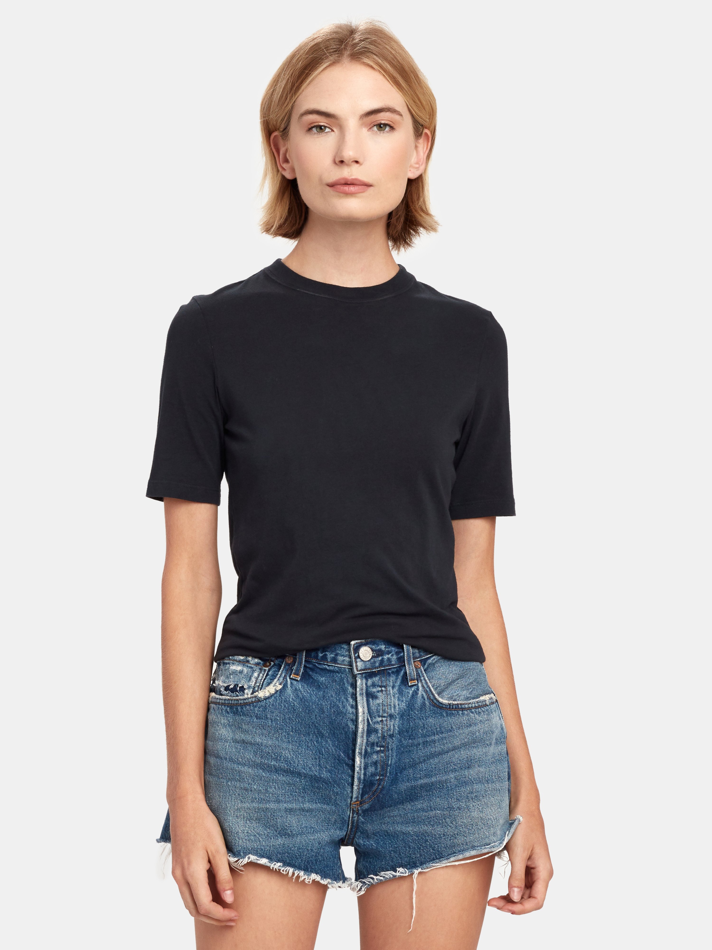 Agolde Elie Mid Length Sleeve Fitted Tee In Nocturne