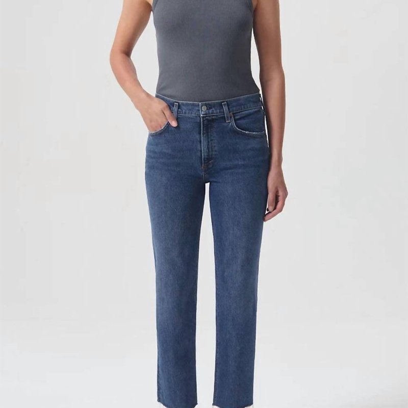 Agolde Kye Mid Rise Straight Crop Jean In Blue