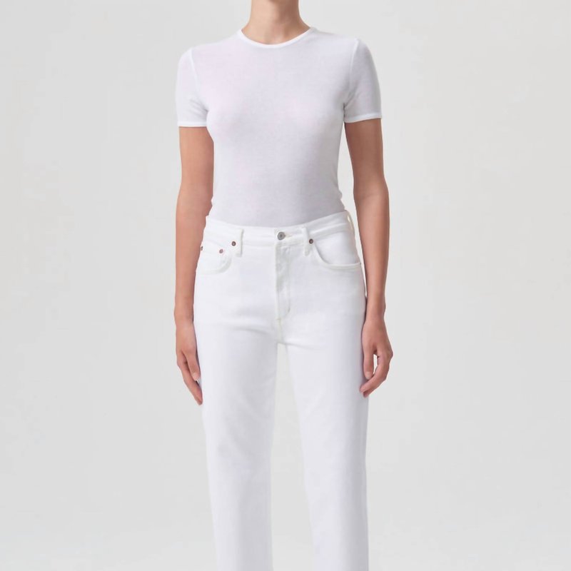 Shop Agolde Kye Mid Rise Straight Crop Jean In White