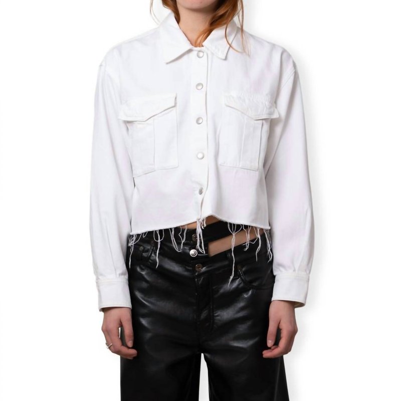Shop Agolde Nyx Denim Shirt In White