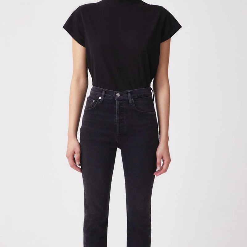 Shop Agolde Riley Crop Jean In Panoramic Washed Black