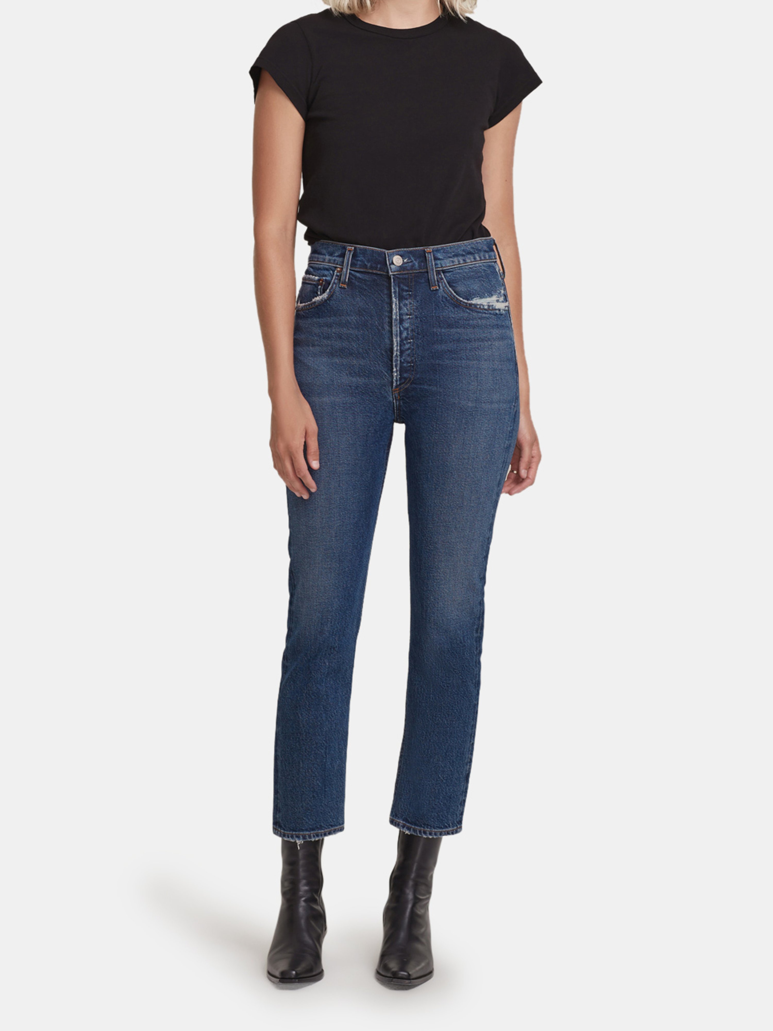 AGOLDE AGOLDE RILEY HIGH RISE CROPPED STRAIGHT FIT JEANS