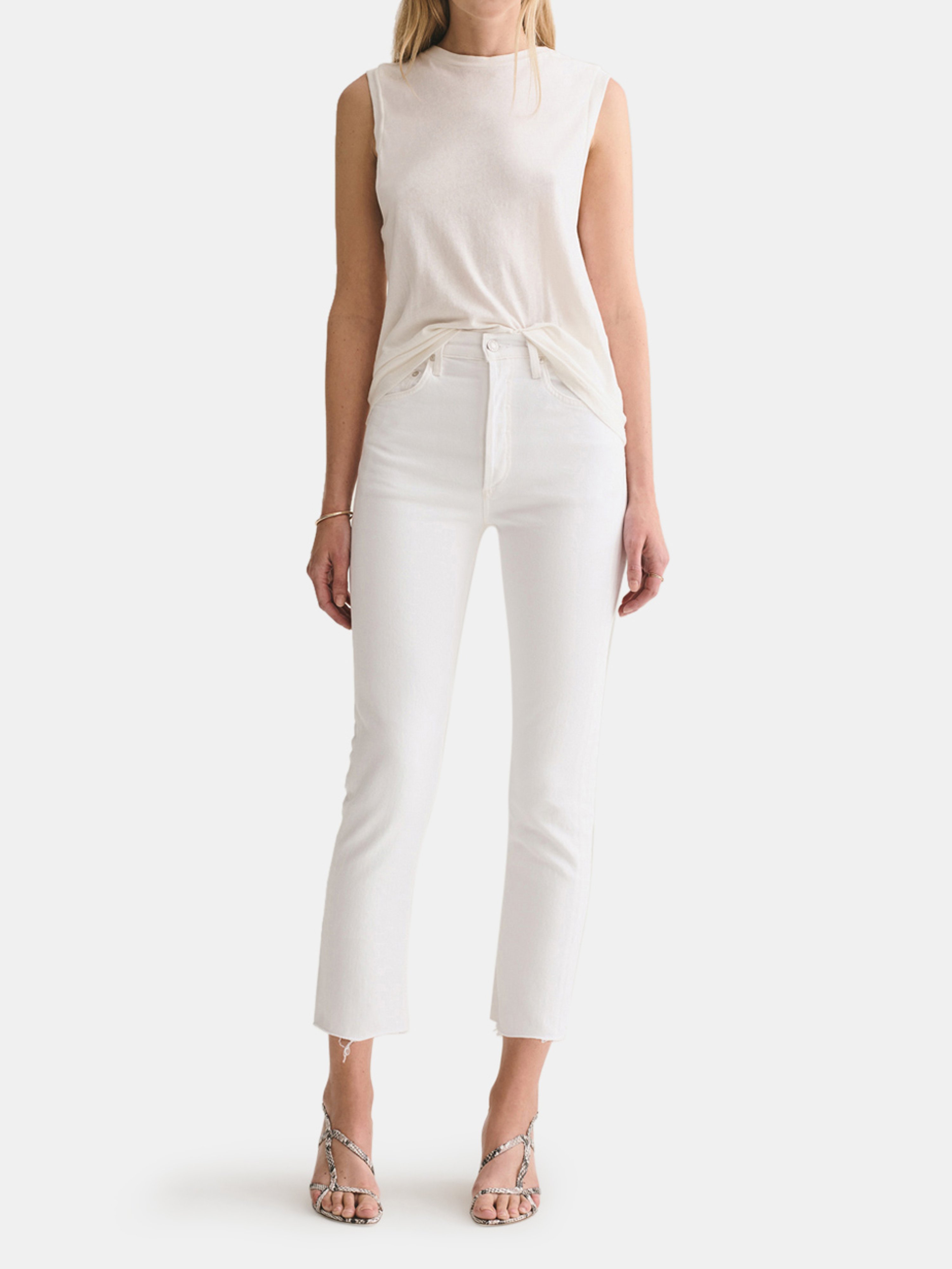 Agolde Riley High Rise Cropped Straight Fit Jeans In Blurred