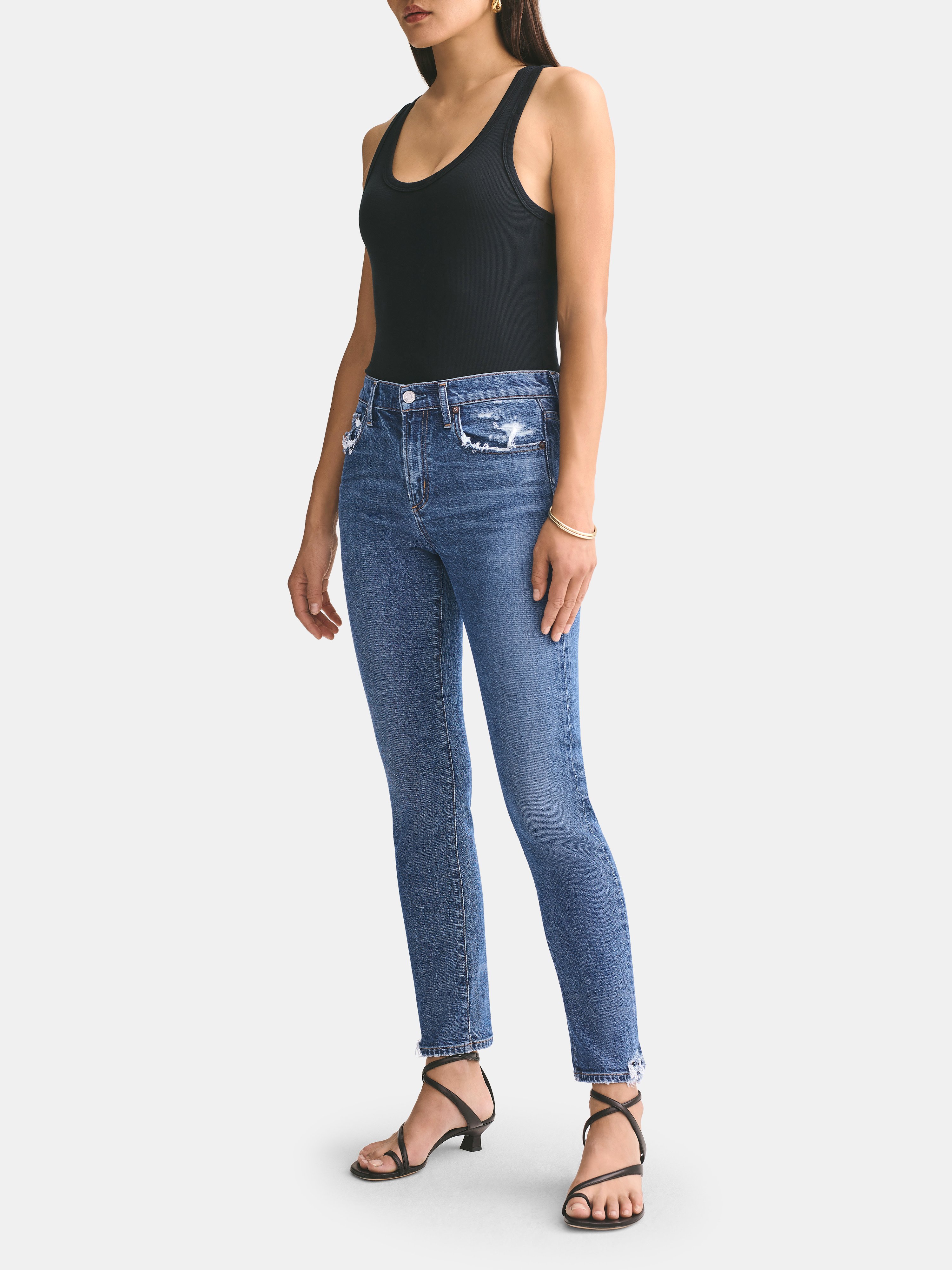 Agolde Toni Mid Rise Ankle Cut Straight Fit Jeans In Stratosphere
