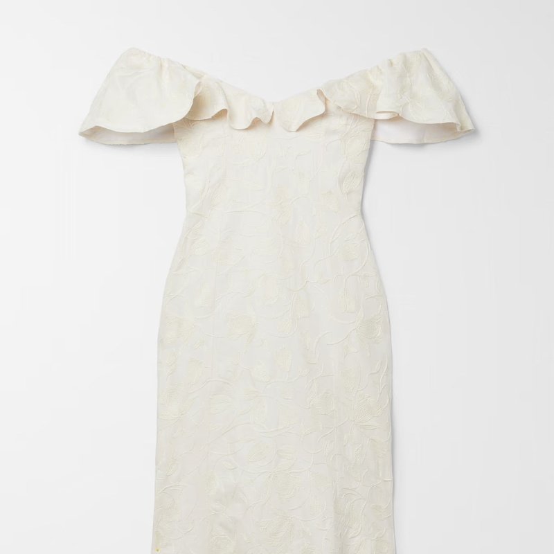 Agua By Agua Bendita Izote Flora Off-the-shoulder Ruffled Embroidered Linen Maxi Dress In White