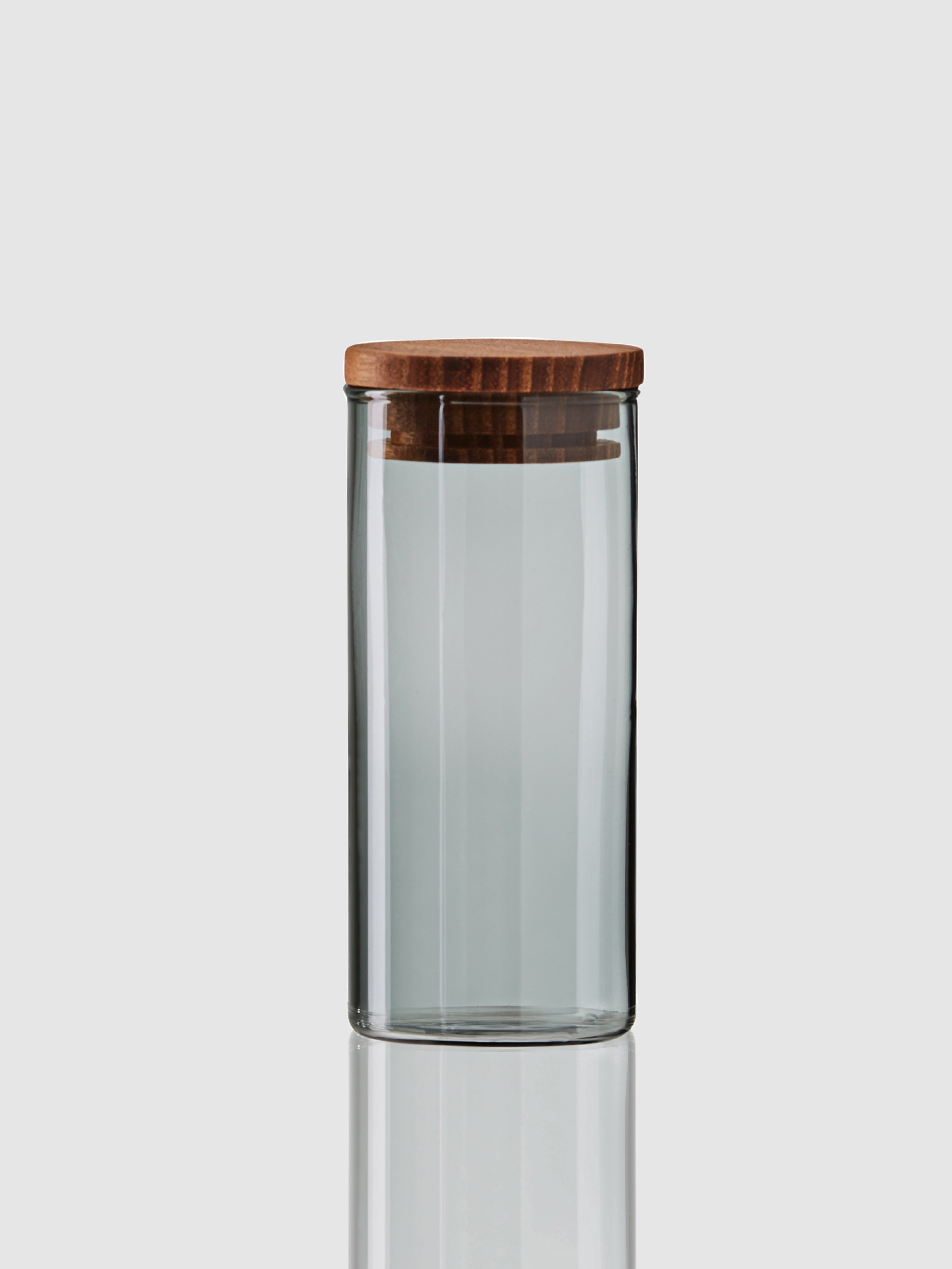Aida Raw Glass & Wood Storage Cannister In Smoke