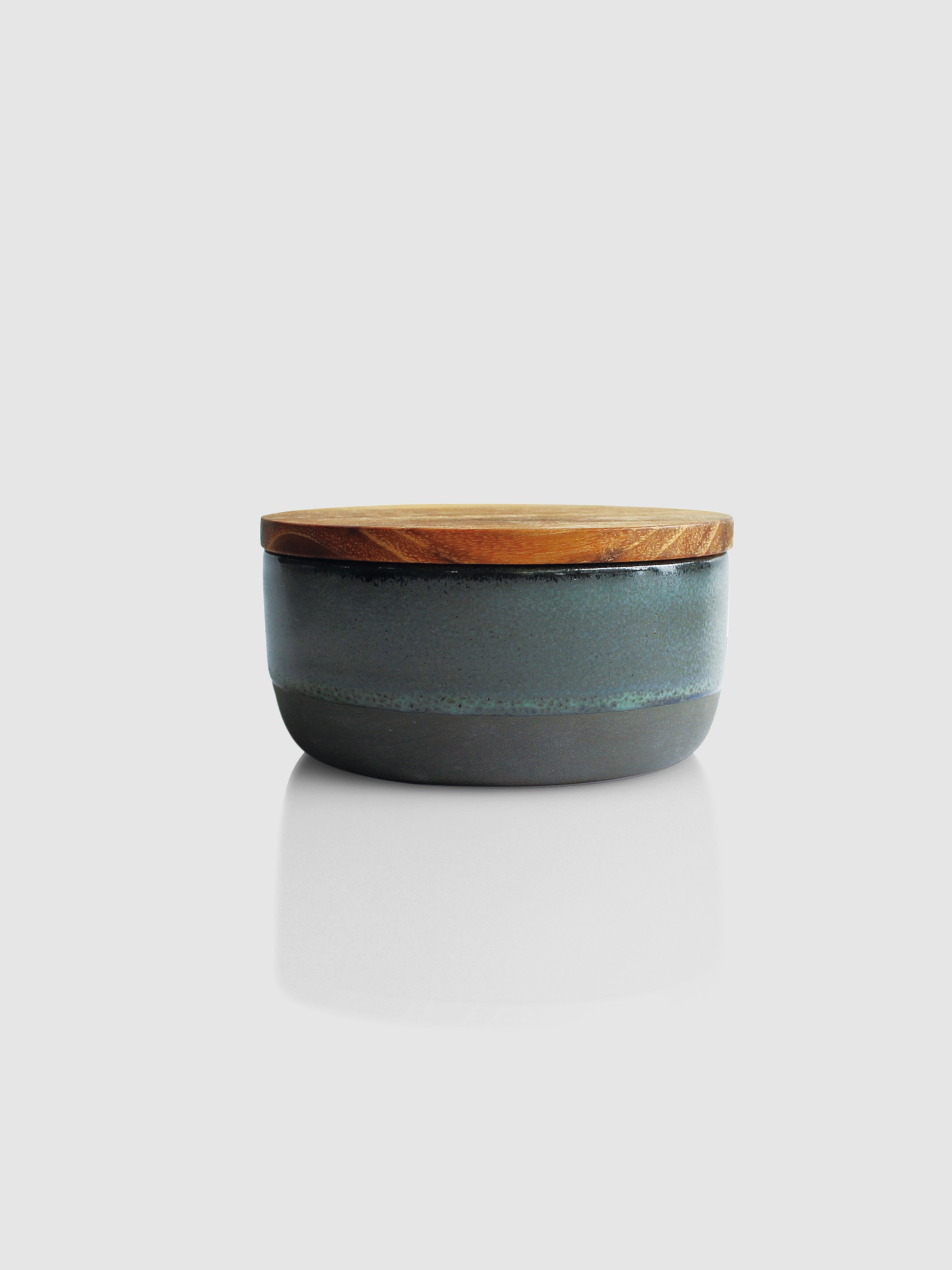 Aida Small Bowl With Teak Lid & Spoon In Northern Green