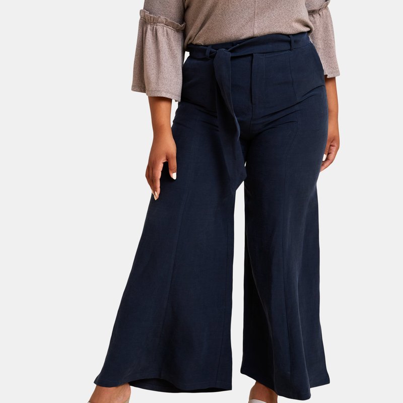 Akala Buttoned Wide Leg Pant In Navy