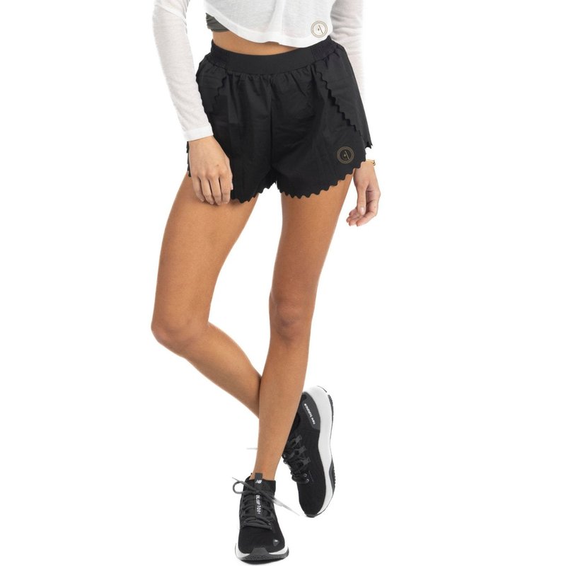 Akalia Chloe Romantic Scalloped Detailing Shorts In Black