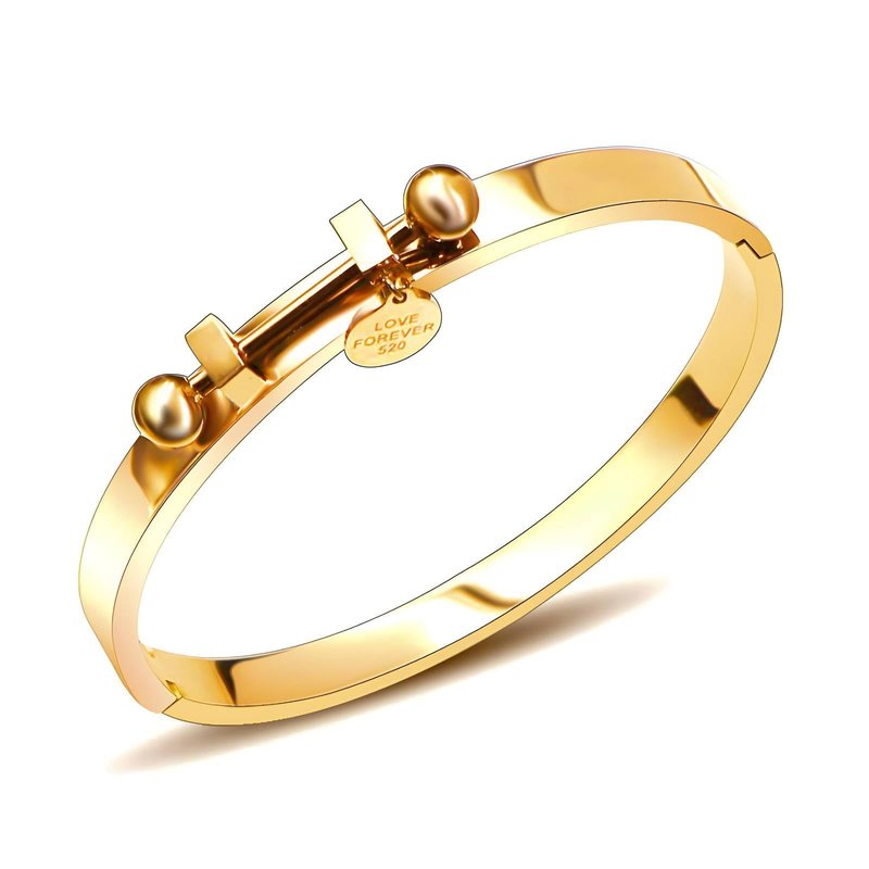 Shop Akalia Waterproof Love Bangle Bracelet In Gold