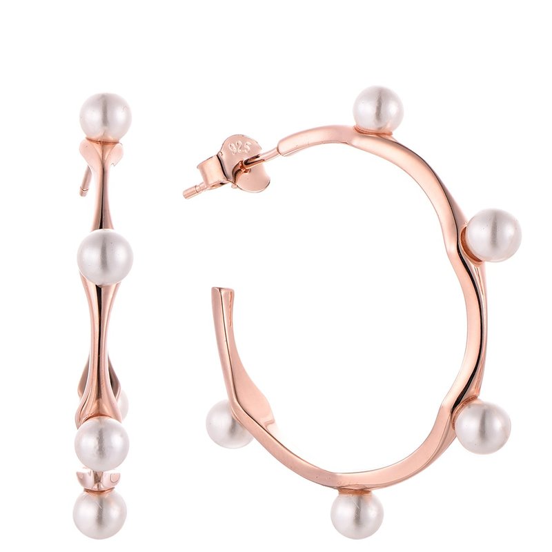 Shop Akalia Waterproof Pearl Beads Round Half Hoop Earring In Pink