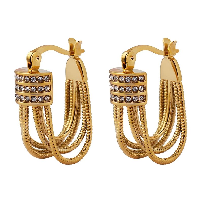 Akalia Waterproof Road To Sparkles 18k Gold Plated Cubic Zirconia Women's Earrings