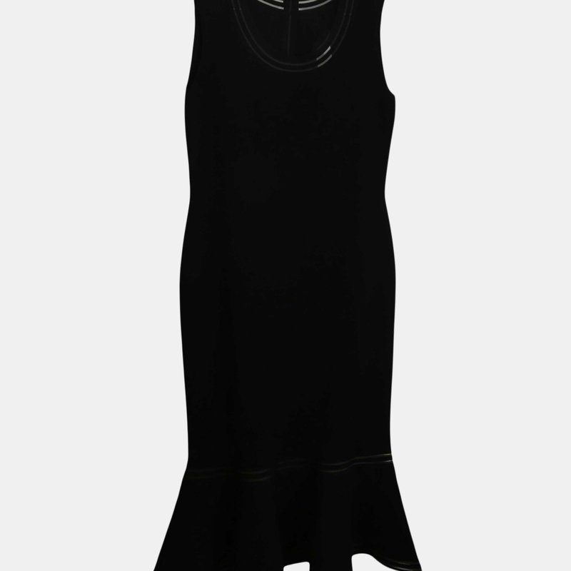 Akris Women's Black Punto Illusion Stripe Sleeveless Midi Dress