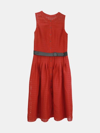 Akris Akris Women's Luminous Red / Black Grid Lace Sleeveless Dress product