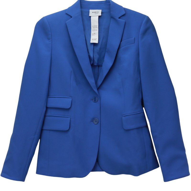 Shop Akris Women's Blue Hour Punto Two Button Pocket Blazer Suit Jackets &