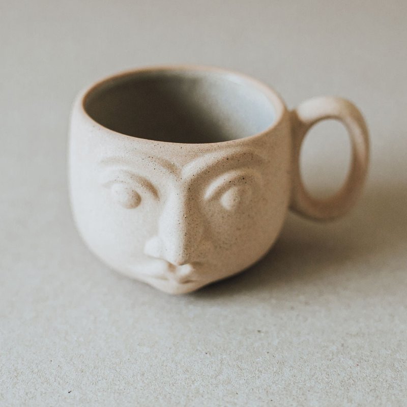 Al Centro Ceramica Handcrafted Face Mug In Brown