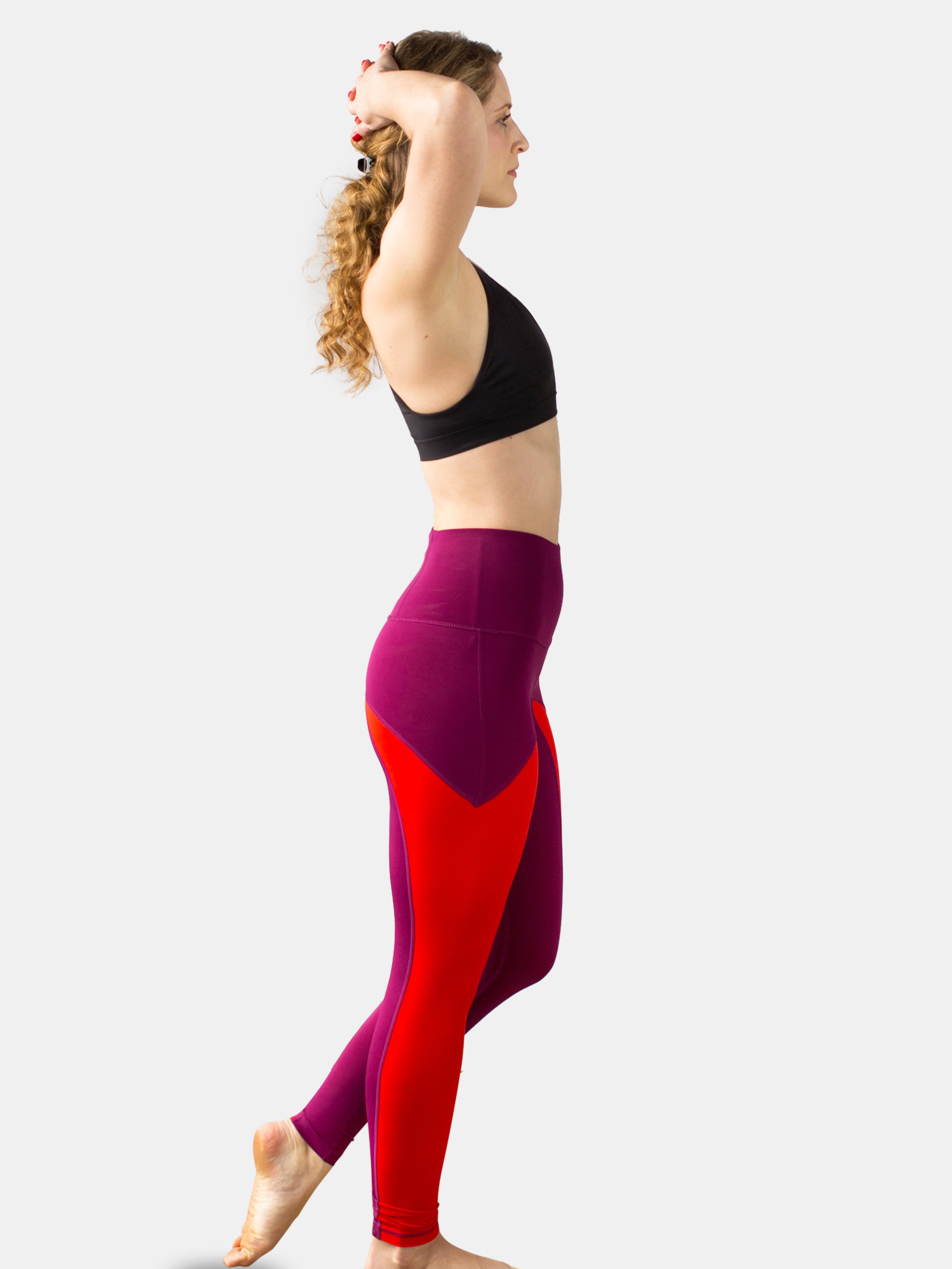 Alana Athletica The Kickstarter Extra Hi-rise Legging In Red + Purple