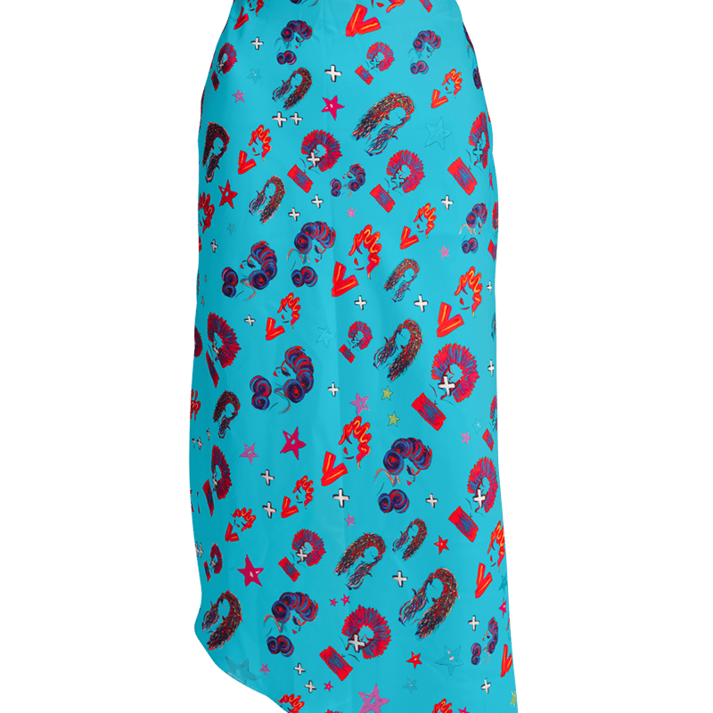Alanakay Art Asymmetrical Skirt In Blue