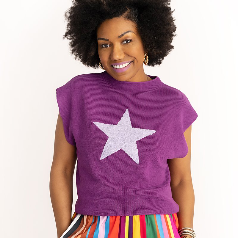 Alanakay Art Superstar Knit Top In Purple
