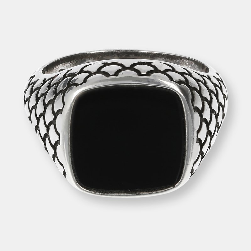 Albert M. Band Ring With Mermaid Texture In Black