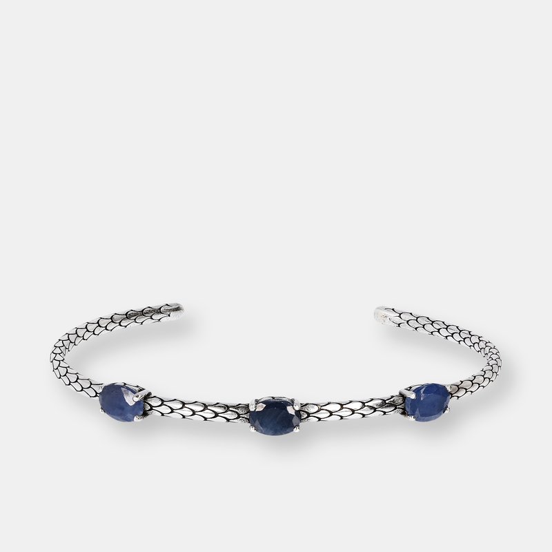 Shop Albert M. Bangle With Black Spinel And Mermaid Texture In Grey